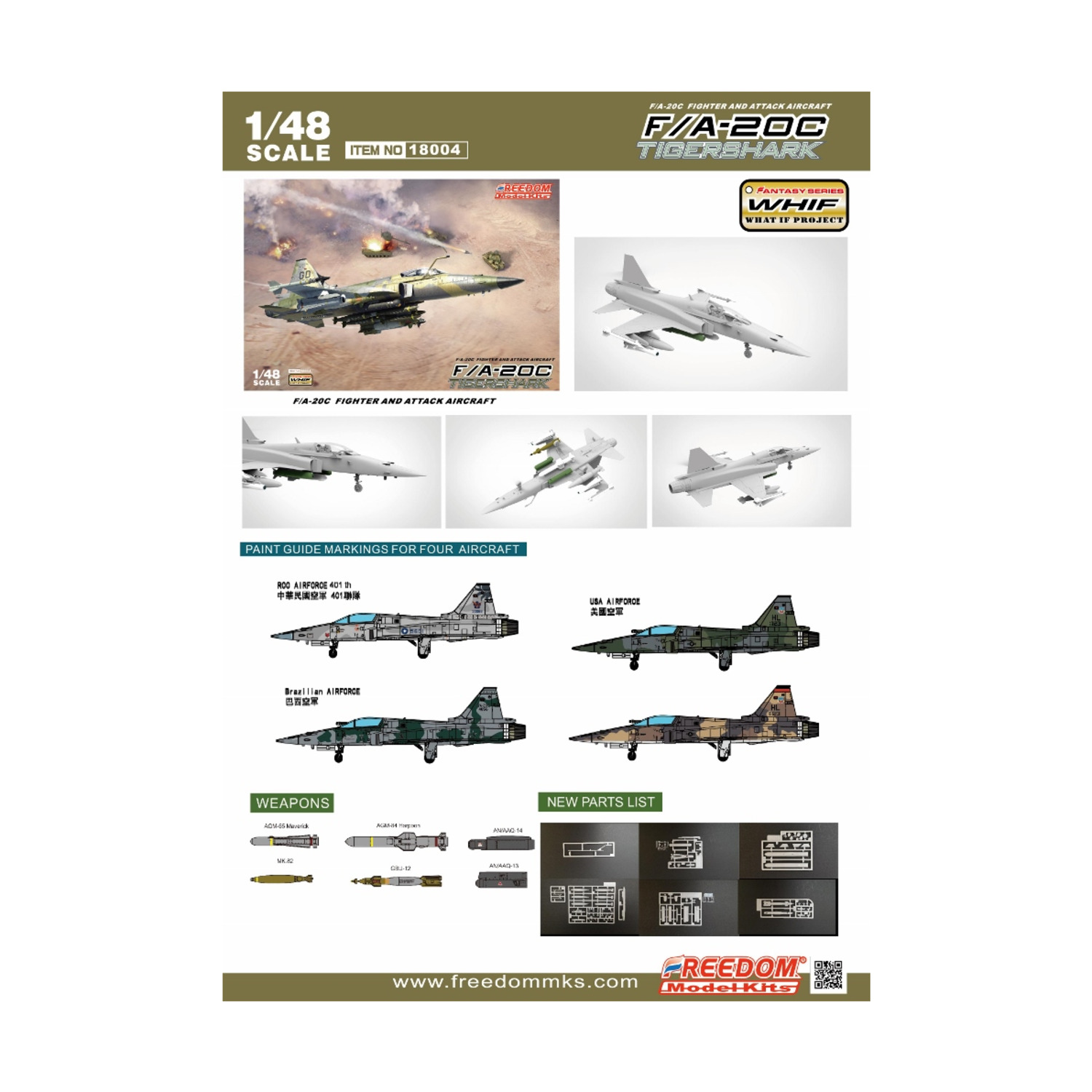 Freedom Model Kit Modeli 1/48 F/A-20C Tigershark Fighter