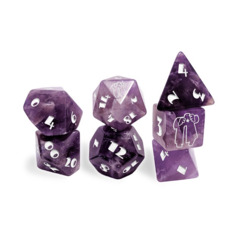 Poly Set - Paizo Golem Amethyst (7) - Semi Precious Stone Dice - Level ...