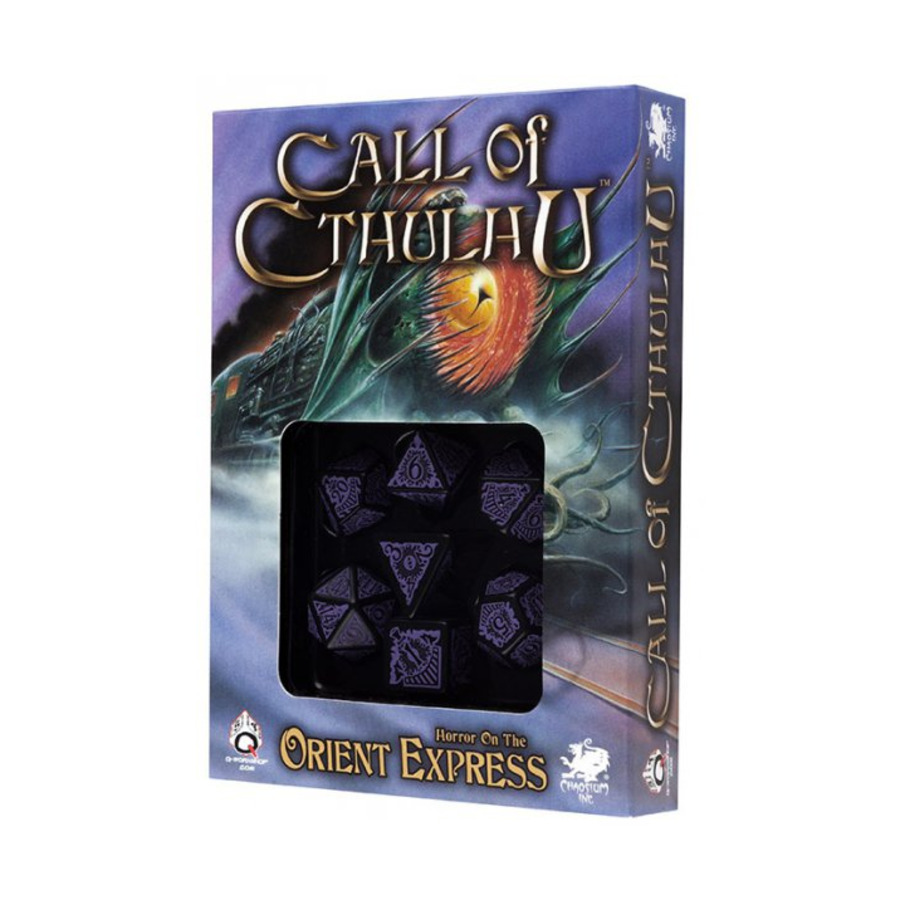 Poly Set Black w/Purple (7) (Horror On the Orient Express) - Cthulhu Dice -  Noble Knight Games